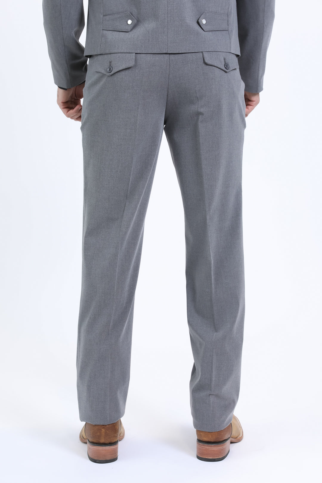 Mens Poly-Stretch Fit Western Grey Suit Pants