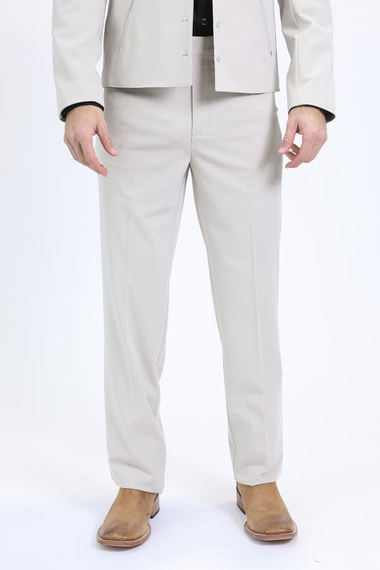 Mens Poly-Stretch Fit Western White Suit Pants