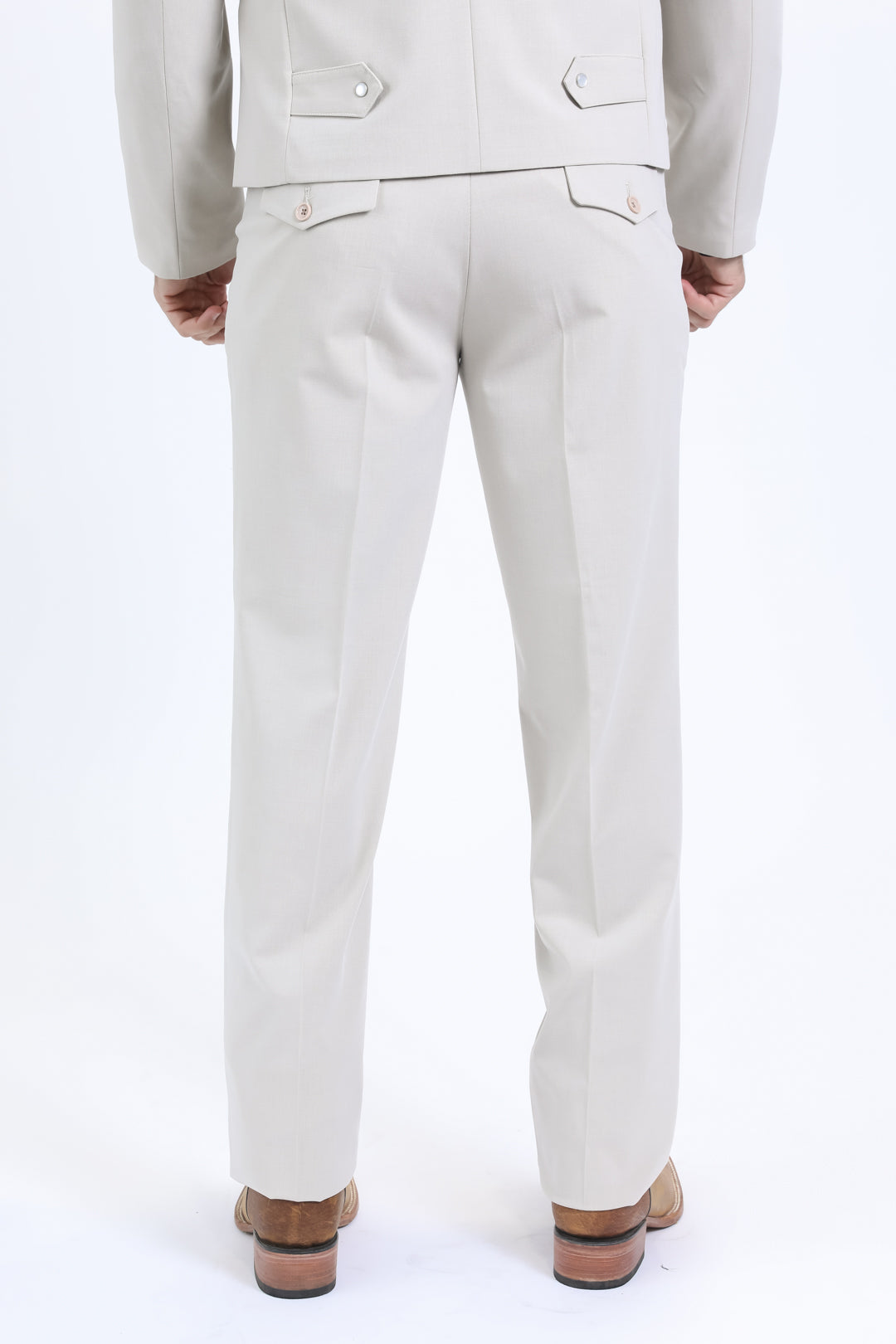 Mens Poly-Stretch Fit Western White Suit Pants