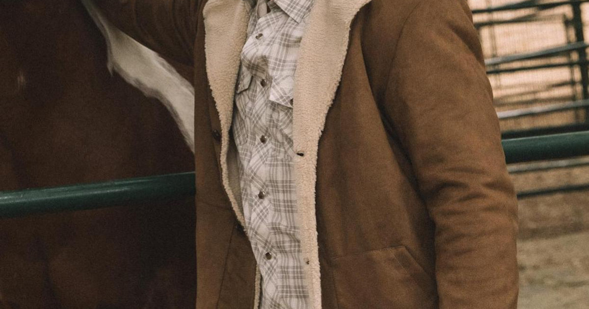 Mens Western-Style Long Faux Suede Brown Coat 3XL / Brown Mens Western-Style Long Faux Suede Brown Coat 3XL / Brown
