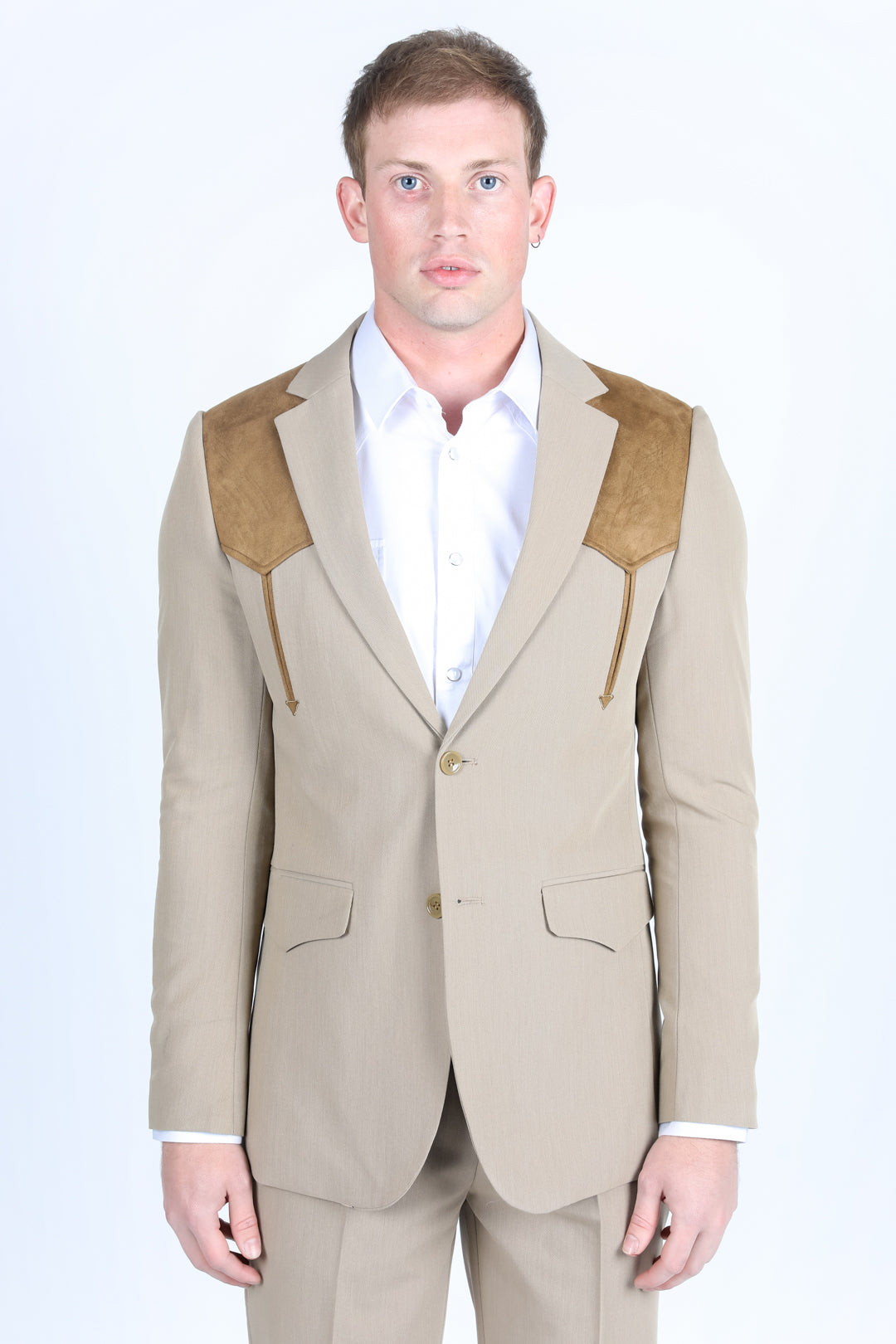 Men's Western Suit Sport Coat with Suede Yokes and Elbow Patches