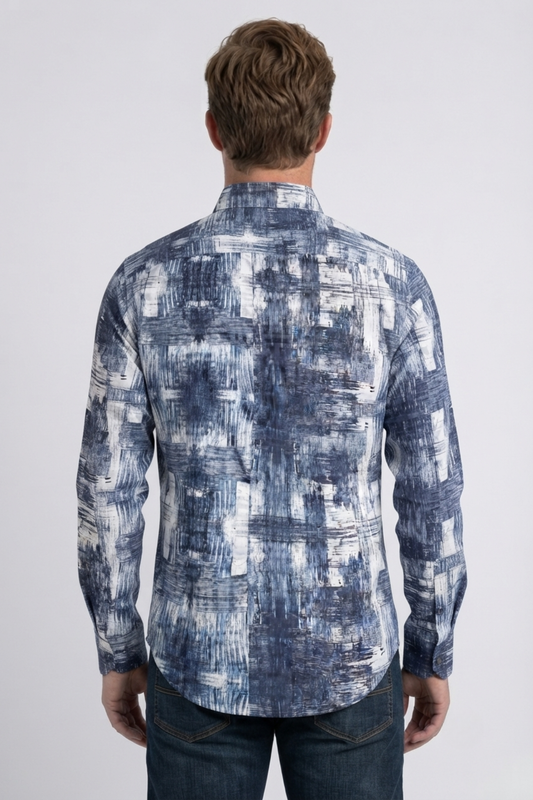 white abstract jacquard dress shirt men platini side