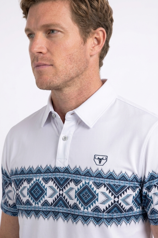 white aztec band performance polo men platini side