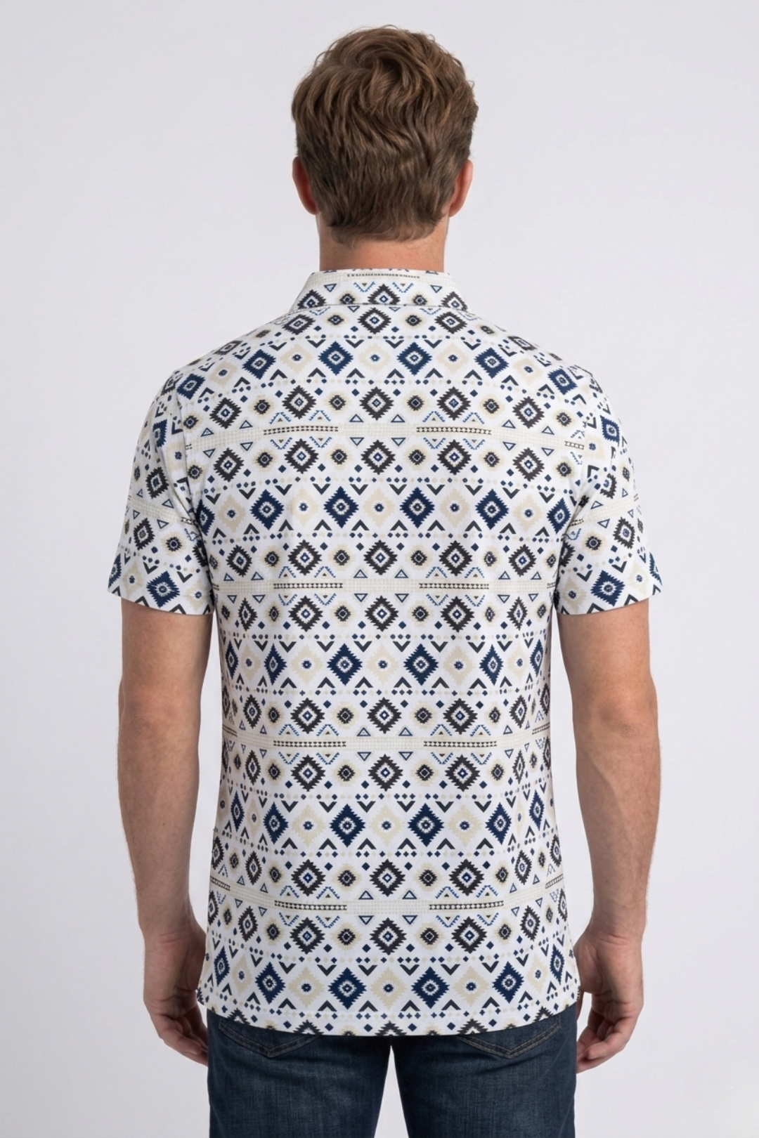 white aztec geometric performance polo ii men platini back