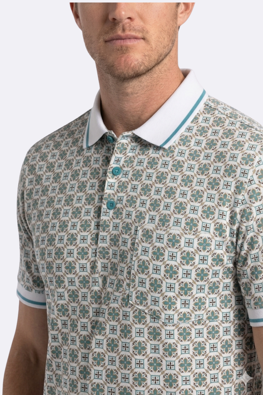 white geometric diamond pattern polo men platini side