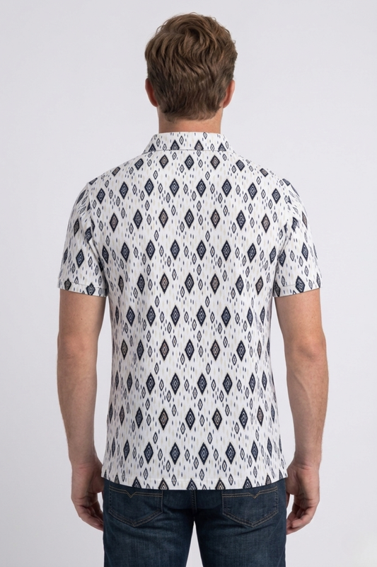 white full aztec diamond polo men platini side