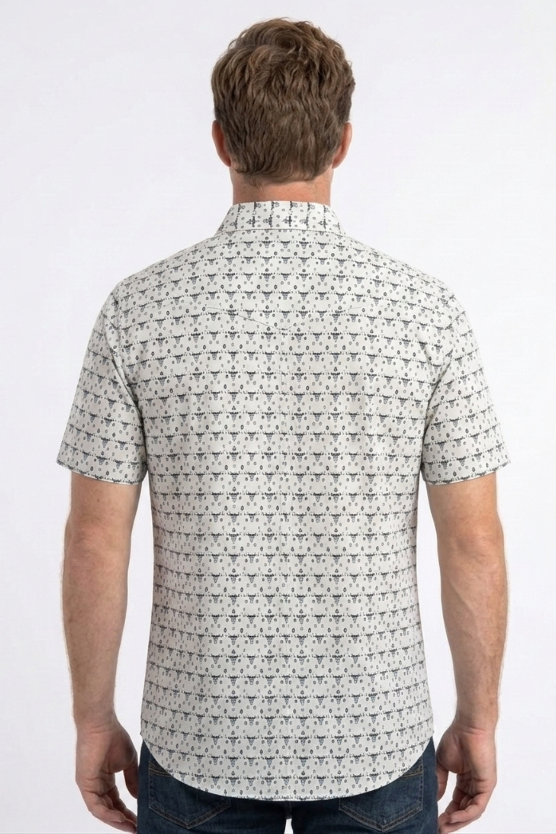 men with white longhorn heritage western shirt back platini