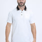 white micro print polo front platini