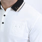 white micro print polo detail platini