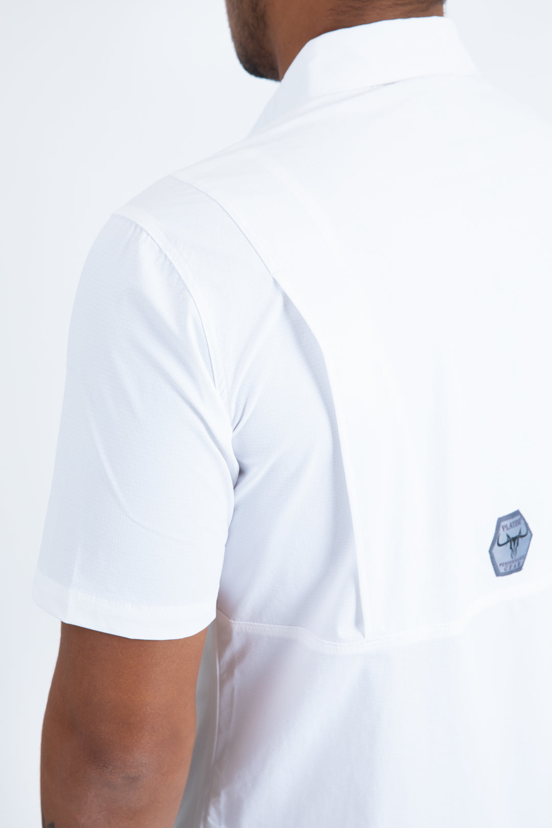 white performance solid shirt back detail platini