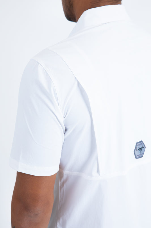 white performance solid shirt back detail platini