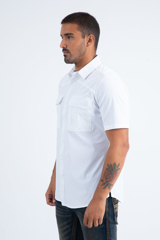 white performance solid shirt side platini