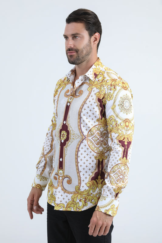white rhinestone baroque luxury shirt side platini side
