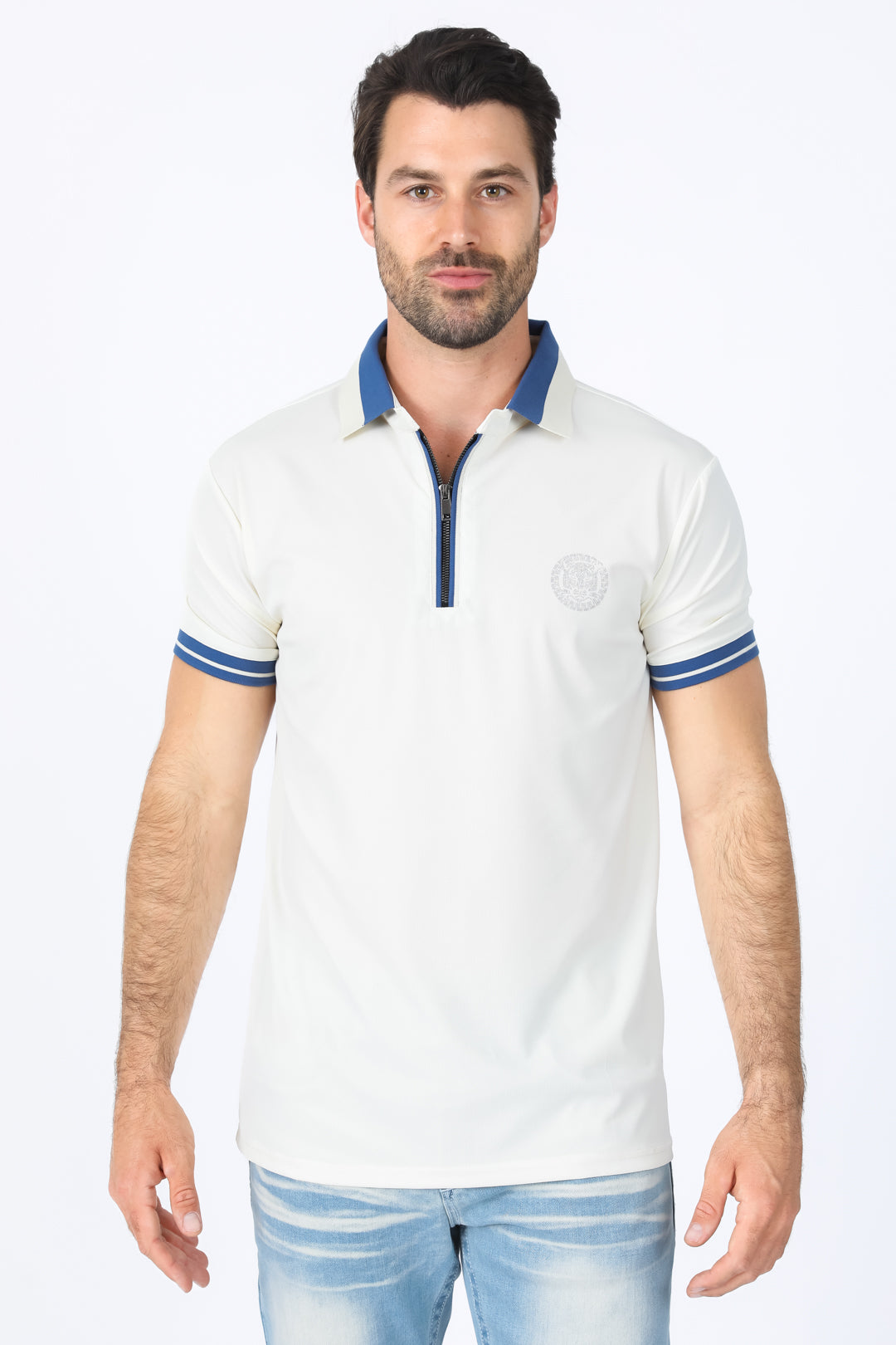 ivory zipper polo front platini