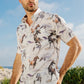 Mens Short Sleeve Modern Fit Stretch Wild Horses Print Shirt
