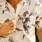 Mens Short Sleeve Modern Fit Stretch Wild Horses Print Shirt