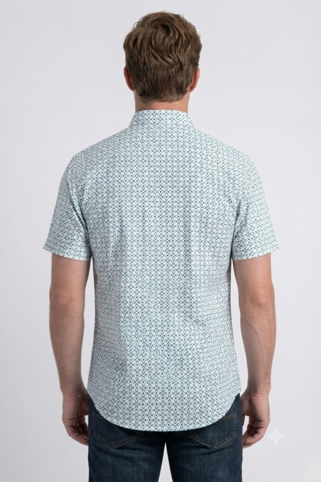 white stylized floral print performance shirt men platini side