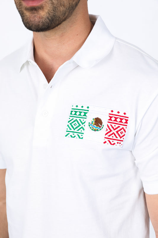 white mexico embroidery polo detail platini