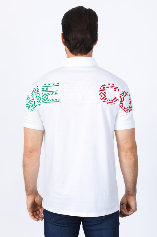 white mexico embroidery polo back platini