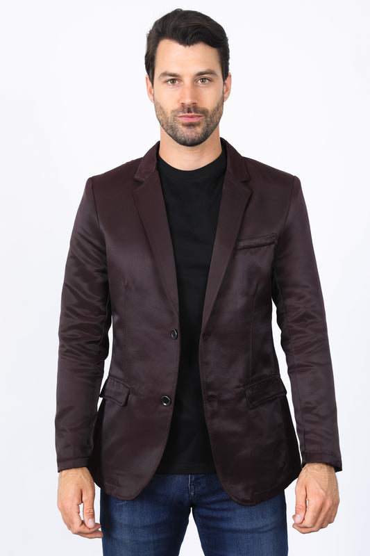 wine double button blazer men platini front