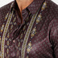 Mens Modern Fit Stretch Aztec Foiled Shirt - Wine