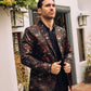 red double button floral print blazer men platini front