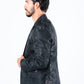 black ii double button floral print blazer men platini back