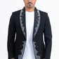 Men's Double Button Rhinestone Black Blazer