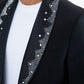 Men's Double Button Rhinestone Black Blazer