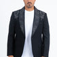 Men's Double Button Rhinestone Black Blazer