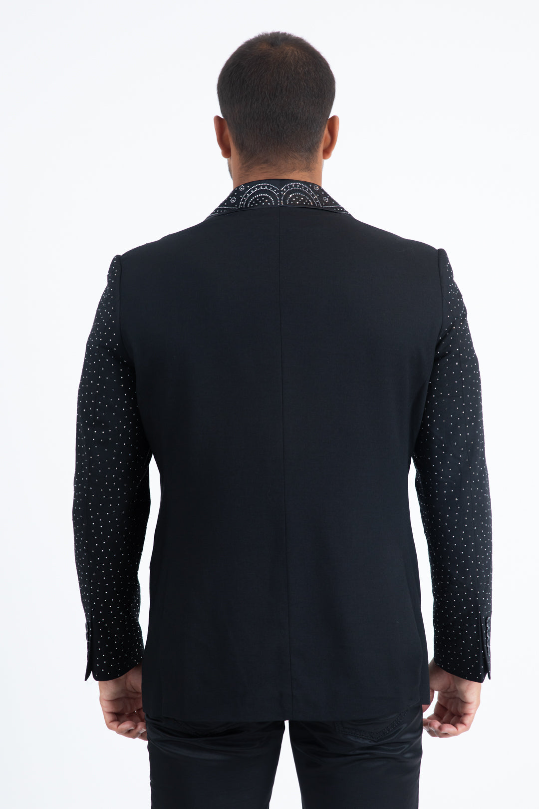 Men's Double Button Rhinestone Black Blazer