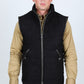 Men's Fur Lined Quilted Faux Suede Vest - Black