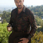Mens Modern Fit Stretch Foil Fashion Black Shirt