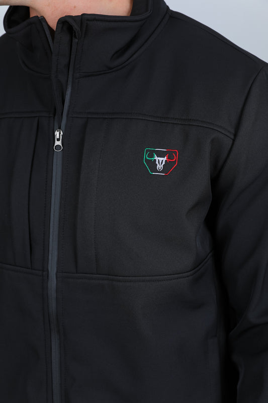 black mexico embroidery softshell jacket back platini