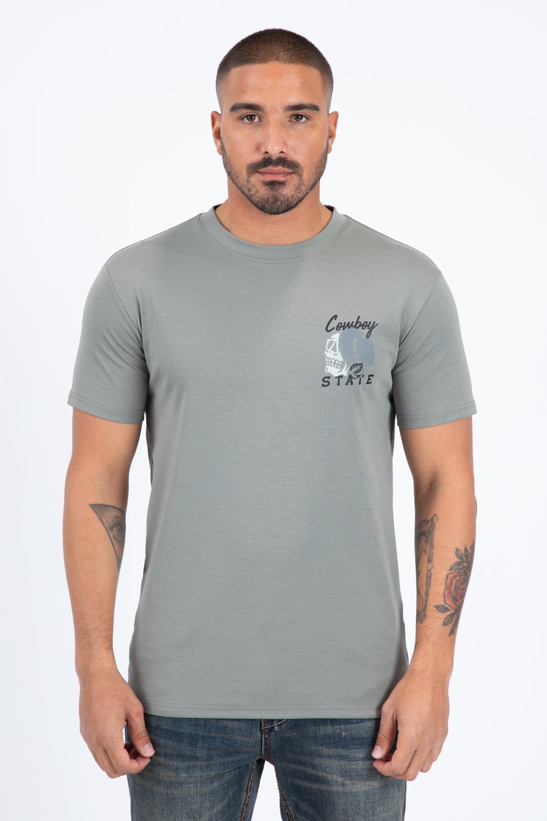mink cowboy desert skull tee front platini
