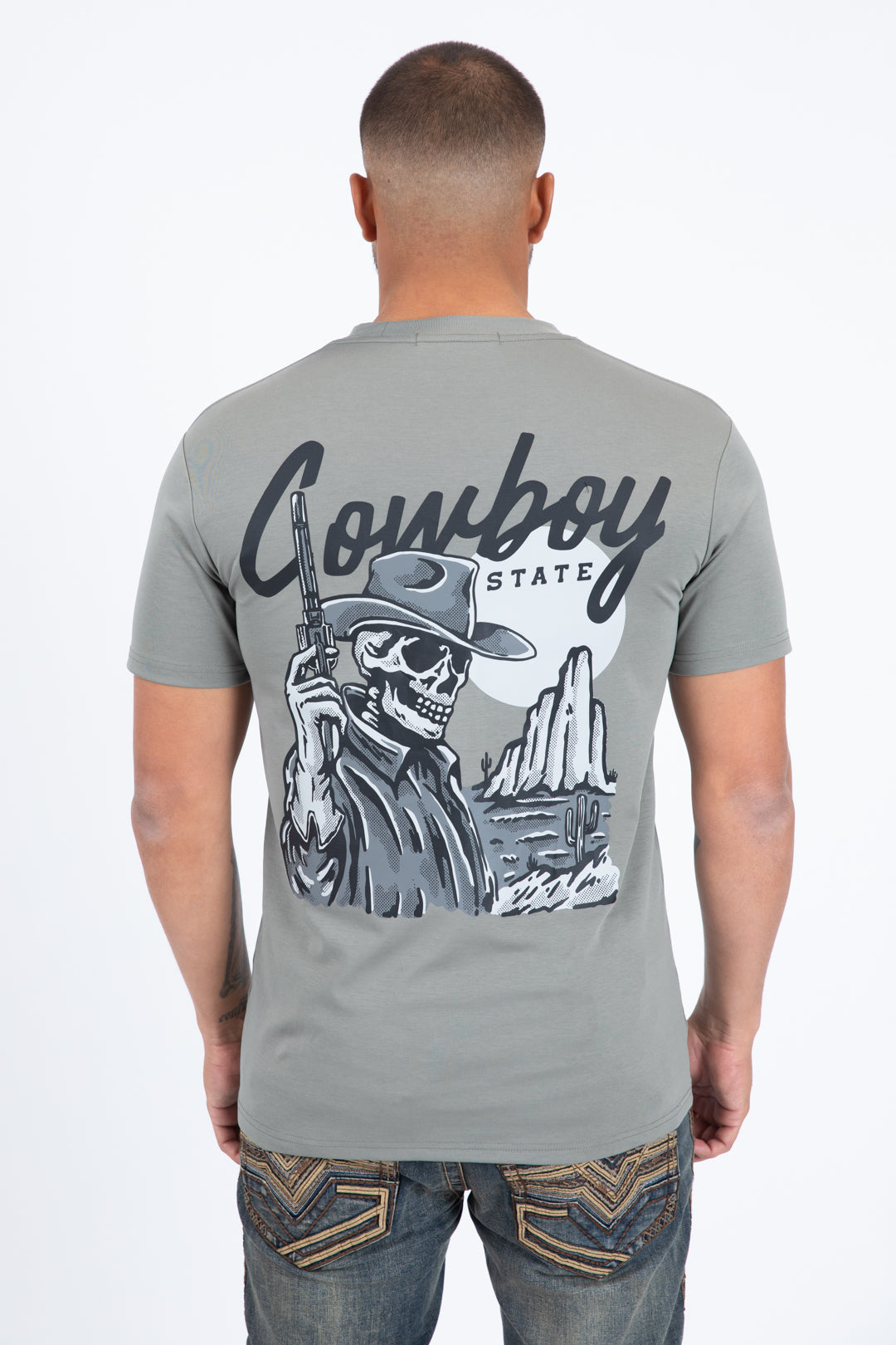 mink cowboy desert skull tee back platini