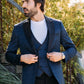navy jacquard blazer vest set men platini detail