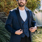 navy jacquard blazer vest set men platini front