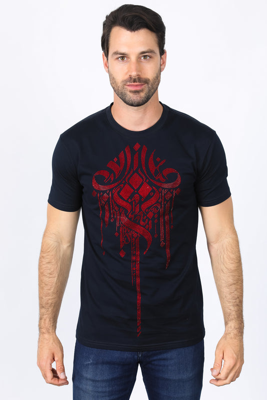 navy rhinestone abstract tee front platini