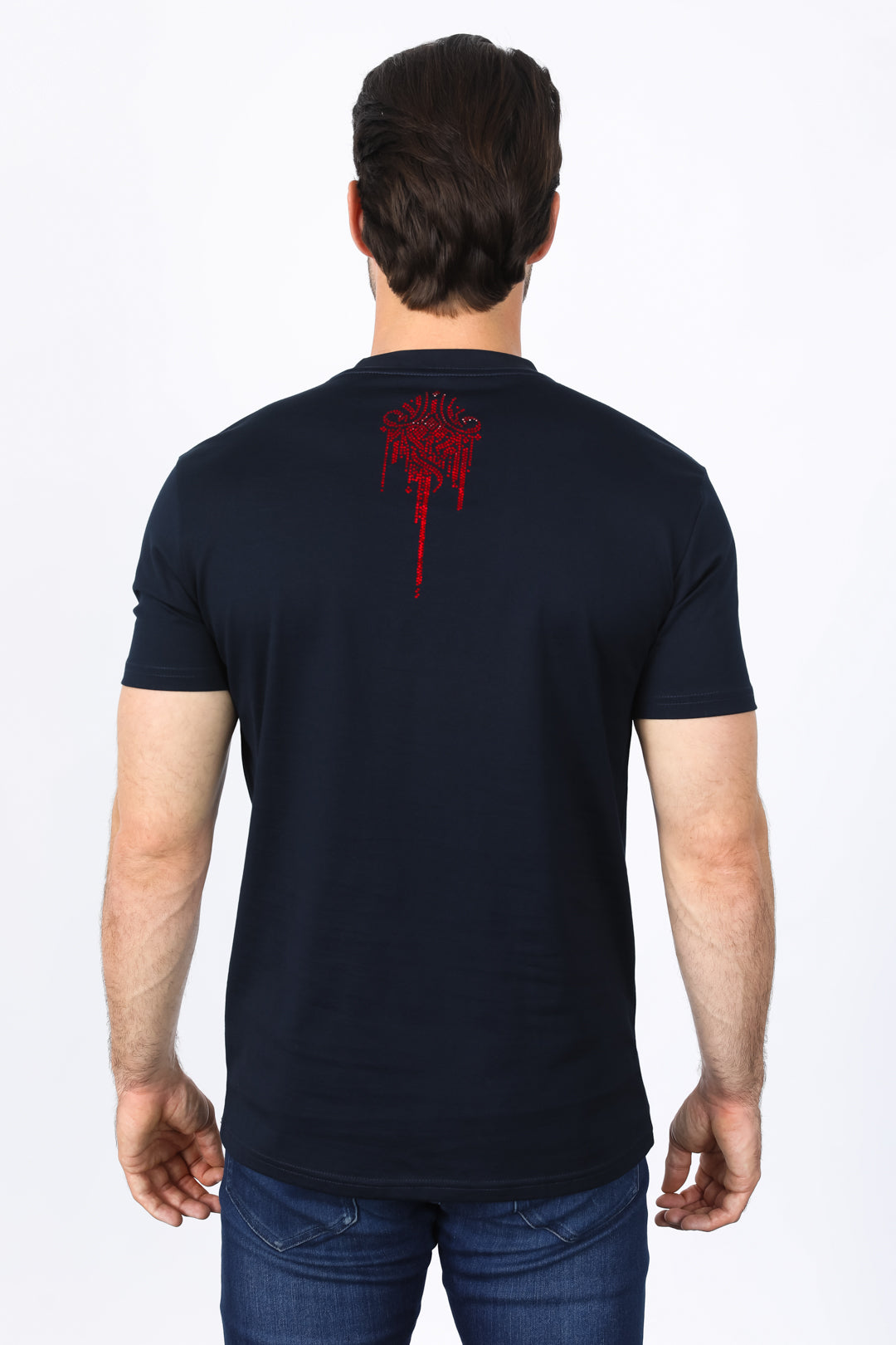 navy rhinestone abstract tee back platini