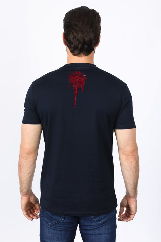 navy rhinestone abstract tee back platini