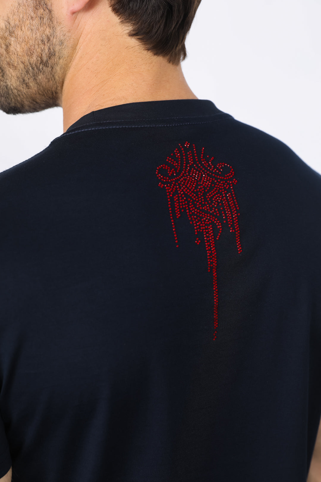 navy rhinestone abstract tee side platini