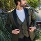 olive jacquard blazer vest set men platini front