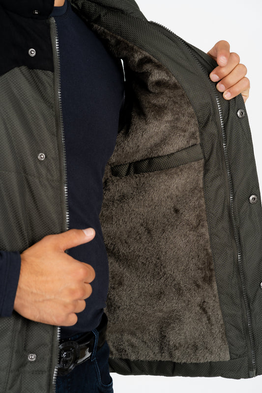 men padded hooded vest platini detail