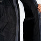 men black padded hooded vest platini close
