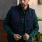 navy quilted fur lined vest front platini