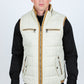 beige quilted fur lined vest front platini