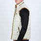 beige quilted fur lined vest detail platini