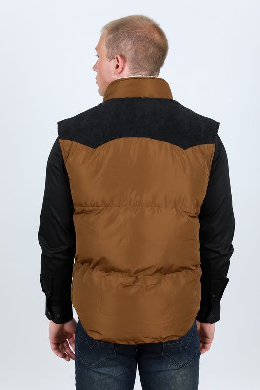 camel quilted puffer vest side platini