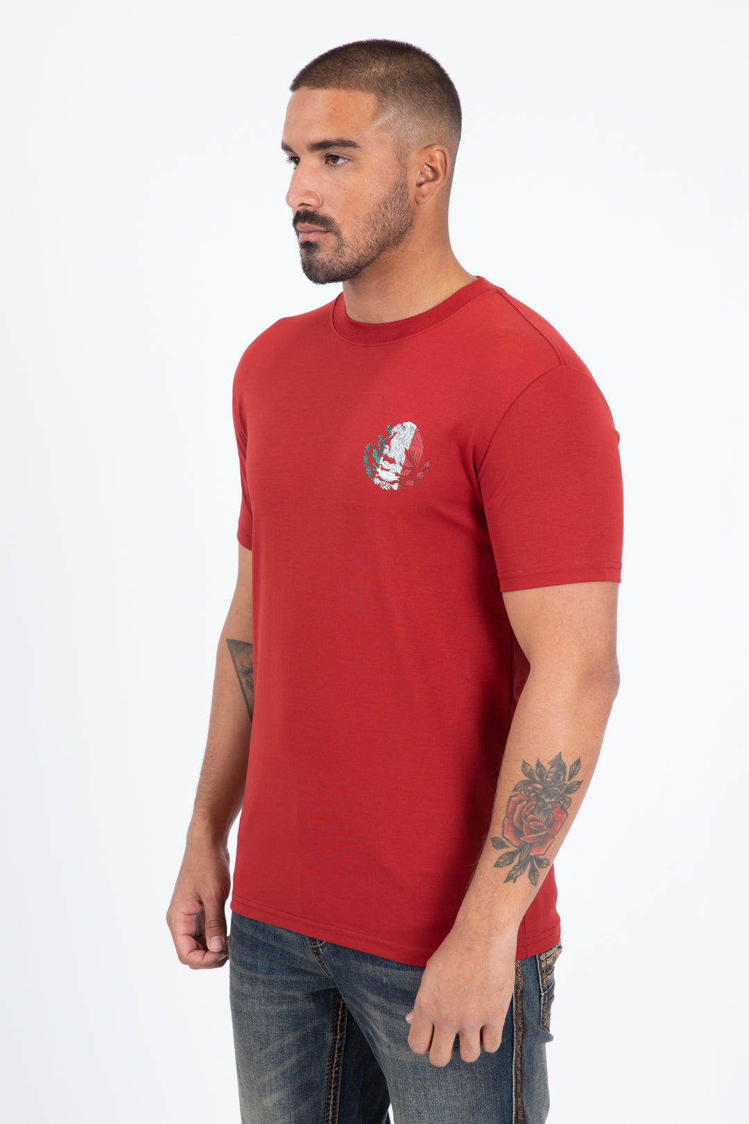 red mexican eagle flag tee side platini